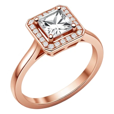 Rose gold wedding band with halo princess cut diamond  sticker