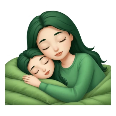 single-girl-in-Warm Cream-cozy-green-bed-sleeping-pretty-eyelashes-light-skin sticker