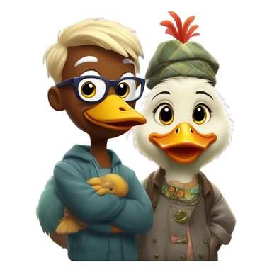 chicken little and abby mallard  sticker