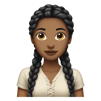 Beije girl with dark black braid hair sticker