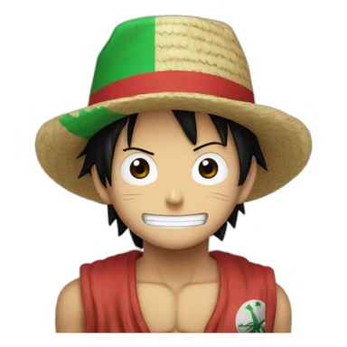 one piece luffy with algerian flag sticker