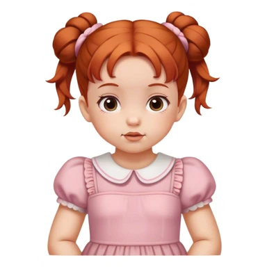 school baby girl   with reddish blunt hair with 2 buns dress sticker