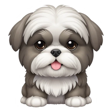 grey and white shih tzu dog sticker