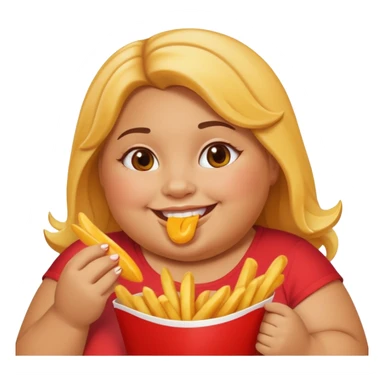 Fat Girl munching fries sticker