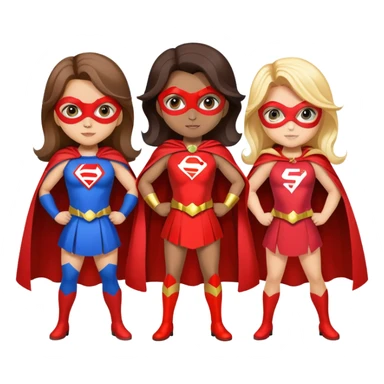 three superhero girls with capes and masks in different colors sticker