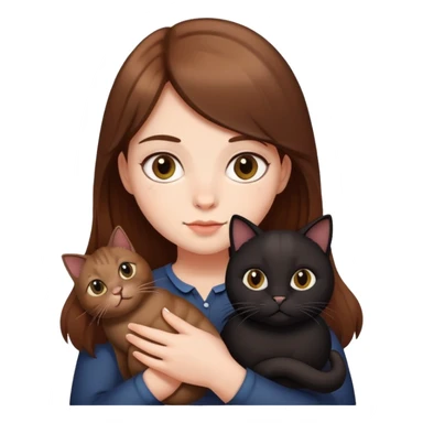 Brown-haired girl holding a fat black cat sticker