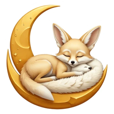 fennec sleeping on a moon sickle  sticker