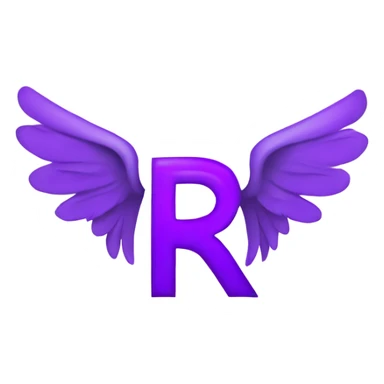 Purple letter R with halo & wings sticker