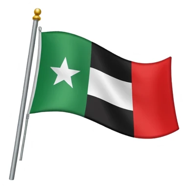 The flag had a three lined color, the top is green with Arabic written لا اله الا الله محمد رسول الله، in the moliddle it's white with black star, in the bottom is red color sticker