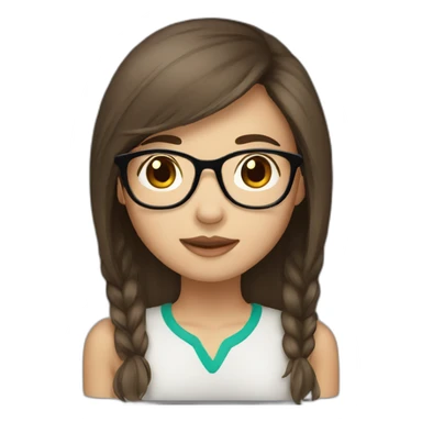 brown haired Asian girl with glasses sticker