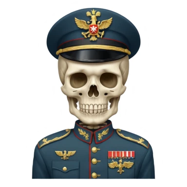 generate a realistic skeleton in a Russian military uniform sticker