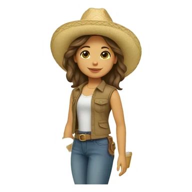 American Girl with brown hair wearing a sombrero holding plants sticker