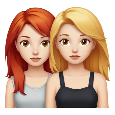 Two girls together one with red hair one with blonde hair posing sticker