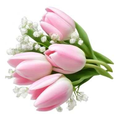 bouquet of light, pink tulips and babies breath ￼ sticker