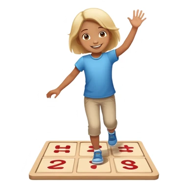 child playing hopscotch, happy and energetic sticker