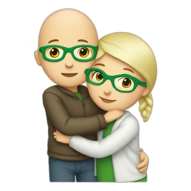 bald-white-boy-with-green-glasses-hugging-a-girl sticker