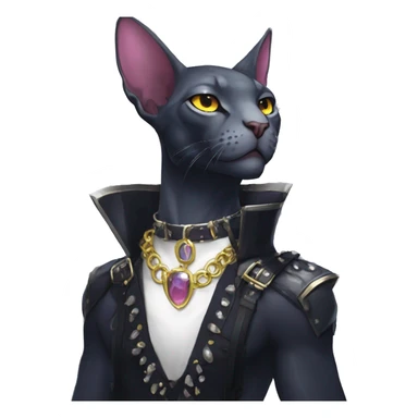 cool punk magical kawaii anime edgy distinguished ethereal elegant beautiful fantasy black ethereal fantasy nargacuga-Noivern-sphynx-Quiana-Fakemon collar harness jewels full body sticker