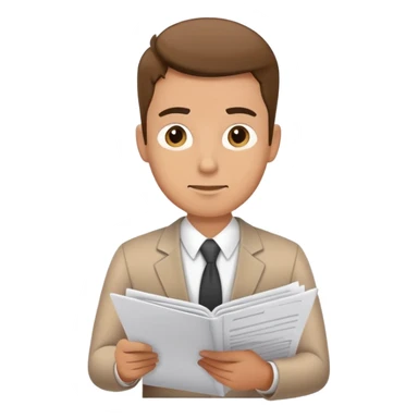 male office worker reviewing paperwork sticker