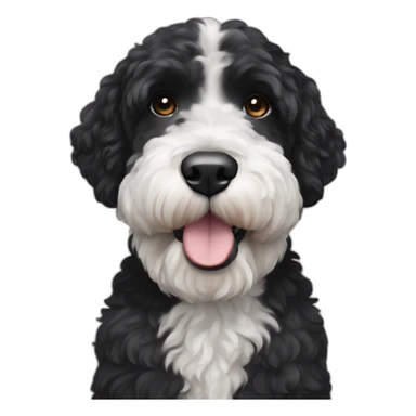black face Portuguese water dog with white chin and chest sticker