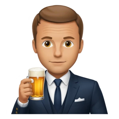 Macron drinking beer sticker