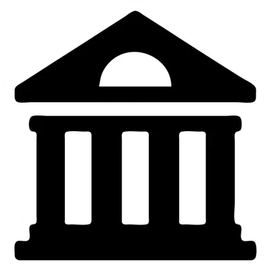 cultural building, theater or museum, black fill, concise silhouette, urban theme, uniform line thickness sticker