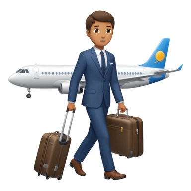Please create an image of a young person departing overseas for employment. Set the scene as them pulling a suitcase toward the airp sticker