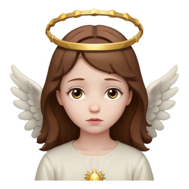 brown hair girl angel, sad sticker