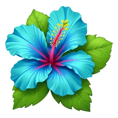 Change the lilac hibiscus flower to blue and lime green colors, keep the emoji style, with no background. sticker