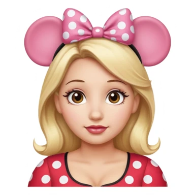 Thick Woman Hazel eyes blonde hair Minnie mouse ears sticker