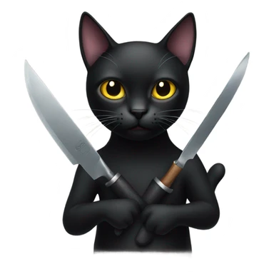 Black cat holding a knife sticker