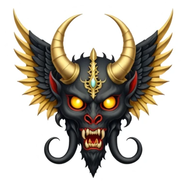 holy emblem with black wings with horn demon sticker