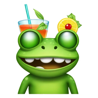 frog with cocktail and glasses  sticker