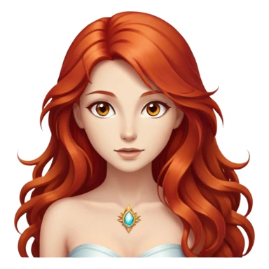 femme avec des cheveux très long roux, yeux marrons belle comme une déesse avec un beau corps qui a de la magie tout autour d’elle  sticker