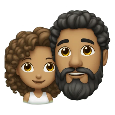 Brown man with a smooth black hair cut fade and a black beard kissing a White woman with long brown curly hair sticker