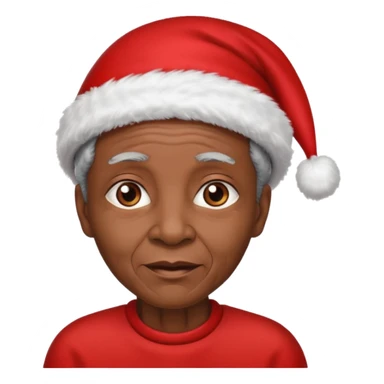 black elderly with red xmas hat sticker