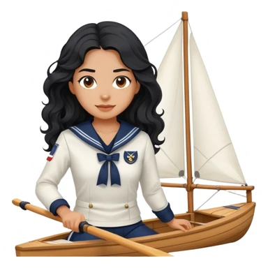 black long wavy hair girl rowing as a professional sailor sticker