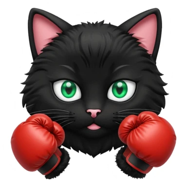 Black cat wearing boxing gloves sticker