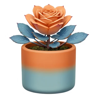 A ceramic pot in a pastel orange color, shaped like a cylinder, the pot is short and contains an Echeveria Blue Rose plant. sticker