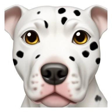 white pitbull with black spots and one black spot around the eye  sticker