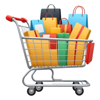 Digital shopping cart filled with online products, clean minimal UI design, smooth motion graphics animation, floating icons, modern style, dark background, cinematic lighting, seamless loop. sticker