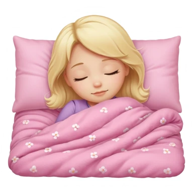 Cute blonde girl sleeping on a pink kawaii bed sticker