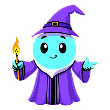 wizard hand casting spell with glowing magic wand sticker