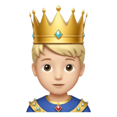 Royal Kid boy with fancy crown head 3d with real face sticker