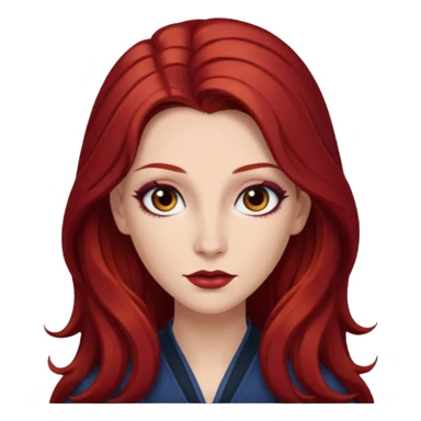 Chappell Roan with long dark red hair, makeup sticker