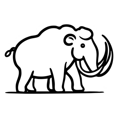 A woolly mammoth with long tusks and trunk sticker