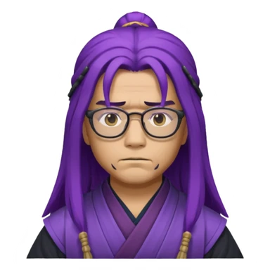 purple long hair samurai with glasses sticker