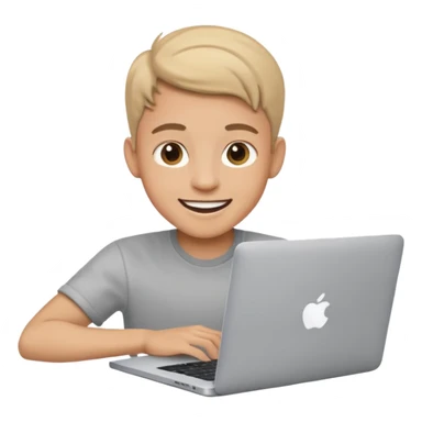 happy boy Graphic designer whit a MacBook sticker