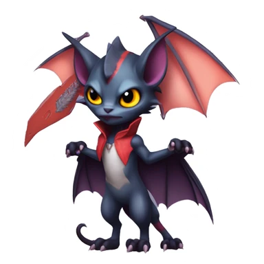  Kawaii Edgy Cool Vampiric Beautiful Noivern-Nargacuga-Litten with big Bat Ears full body sticker