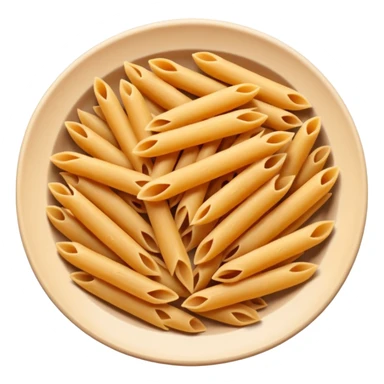 realistic whole wheat penne pasta, brownish color, appetizing sticker