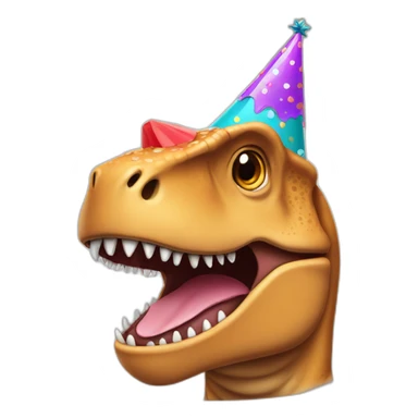 A trex wearing a birthday hat sticker
